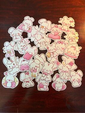 Cute Pink 27 Bunny Sticker Pack for chibi anime Accessories